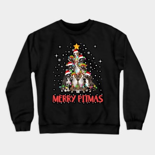 Merry Pitmas Pitbull Dog Ugly Christmas Tree Dogs Crewneck Sweatshirt